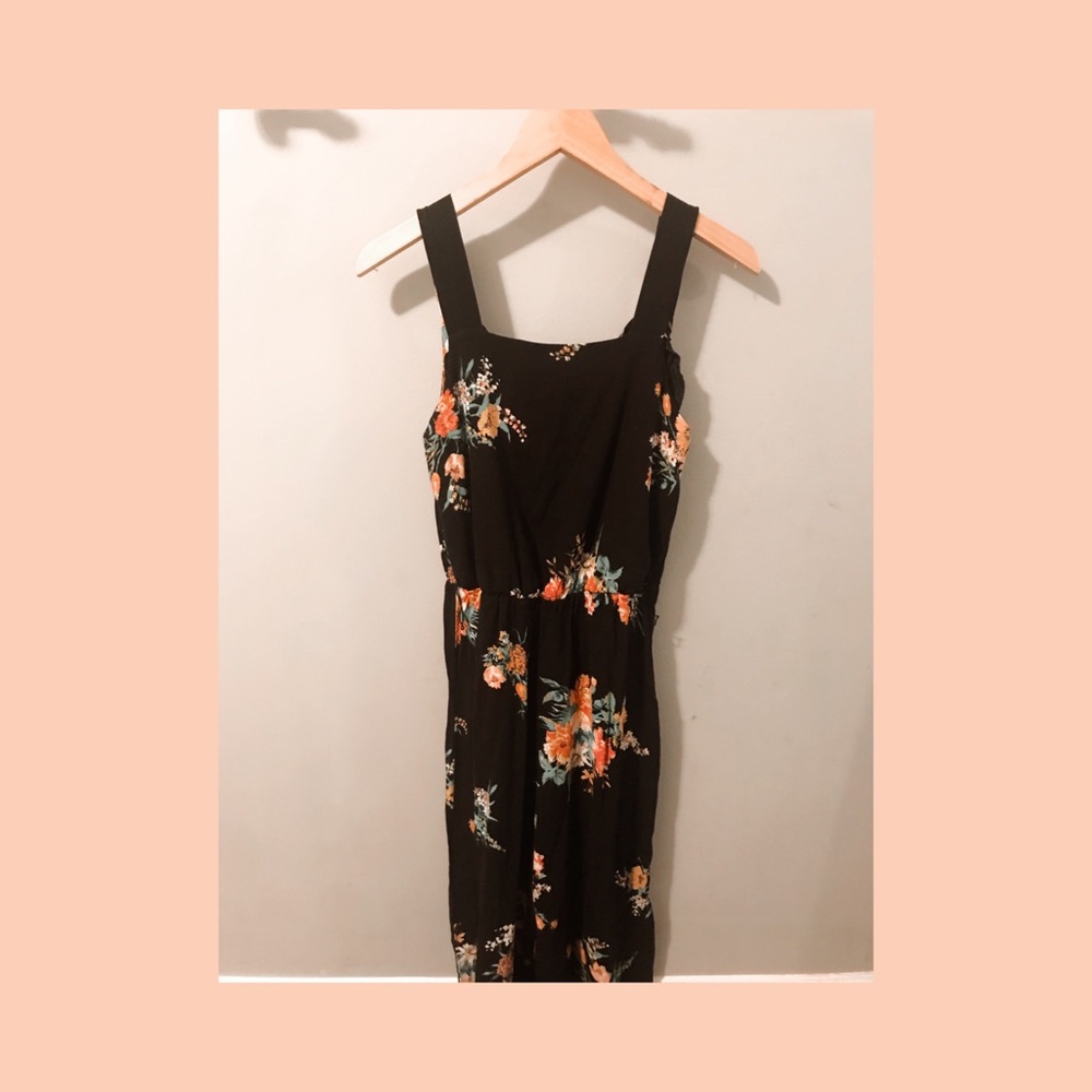 Black floral romper